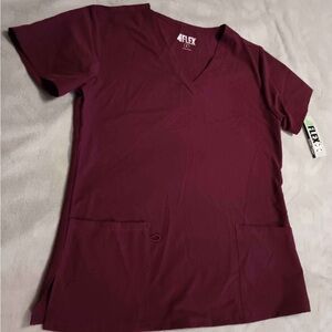 4FLEX Burgundy V-Neck Scrub set